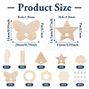  36Pcs 9 Styles Rectangle & Flower & Butterfly & Star Ash Wood Stud Earring Findings EJEW-TA0001-19-4