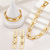 Rectangle Alloy Link Chain Necklaces & Bracelets & Stud Dangle Earrings Sets FS-WG74F2B-01-1
