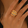 Geometric Hollow Brass Micro Pave Cubic Zirconia Adjustable Finger Rings for Women GM7706-2-2