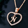 Alloy Crystal Rhinestone Heart with Initial Pendant Necklaces WGD4CFD-14-1