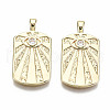 Brass Micro Pave Clear Cubic Zirconia Pendants KK-S356-217G-NF-1