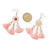 304 Stainless Steel Polycotton Tassel Chandelier Earrings EJEW-JE06452-01-4