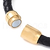 Round Natural Black Onyx(Dyed & Heated) Beads Braided Leather Cord Bracelets BJEW-A009-01G-3