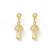 Mushroom Brass Dangle Stud Earrings EJEW-F895-12G-4