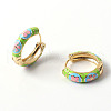 Flower Enamel Hoop Earrings EJEW-G290-04G-A-3