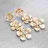 Flower Zinc Alloy Dangle Stud Earrings EJEW-Z107-02G-1