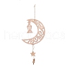 Moon & Floral Unfinished Wood Pendant Ornament WOOD-M003-03-4