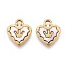 304 Stainless Steel Pave Natural White Shell Crown Heart Pendants STAS-N110-22A-G-1