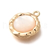 Brass Pave Natural White Shell Pendants KK-B127-10G-2