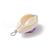 Natural Cowrie Shell & Handmade Polymer Clay Copper Wire Wrapped Pendants PALLOY-JF03818-01-5
