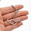 Non-Tarnish 201 Stainless Steel Hollow Dinosaur Pendant Keychain PW-WG56277-02-1