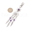 Woven Net/Web with Feather Alloy Pendant Decorations HJEW-JM03019-3