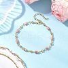 Brass Natural Rhodonite Link Bracelets for Women BJEW-JB11683-05-1