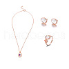 Oval Alloy & Acrylic Imitation Moonstone Pendant Necklaces & Stud Earrings & Rings Sets FS-WG10CC3-01-1-5
