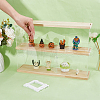 2-Tier Transparent Acrylic Minifigures Display Case with Wooden Base ODIS-WH0043-65-4