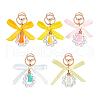 5Pcs Plastic Pearl & Polyester Bowknot Keychain KEYC-PH01537-7