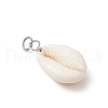 9Pcs Natural Cowrie Shell Pendants PALLOY-JF03700-02-4