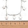 304 Stainless Steel Textured Link Bar Star Charm Tassel Necklaces NJEW-R023-02P-5