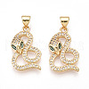 Brass Micro Pave Cubic Zirconia Pendants KK-T070-56G-1