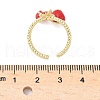 Brass Micro Pave Clear Cubic Zirconia Enamel Adjustable Cuff Rings for Women RJEW-G350-01E-G-5