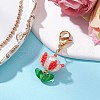 Flower Glass Seed Beaded Pendant Decorations HJEW-MZ00163-3