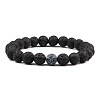 Simple Natural Lava Rock Round Beaded Stretch Bracelets CD8108-1-1