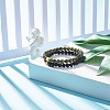 2Pcs 2 Style Natural Serpentine/Green Lace & Lava Rock Round Beaded Stretch Bracelets Set with Column Synthetic Hematite BJEW-JB07575-2