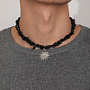 Sun Alloy Pendant Natural Black Stone Chip Baeded Necklaces for Men FS-WG7E301-01-2