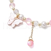 Frosted Dyed Synthetic Moonstone & Shell Pearl Round Beads Stretch Bracelets BJEW-JB11822-01-3