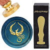 Brass Wax Seal Stamp with Wood Handle AJEW-WH0412-0280-1