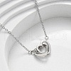 Interlocking Heart Brass Micro Pave Clear Cubic Zirconia Pendant Necklaces for Women NJEW-M103-01P-3