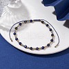 Adjustable Natural Lapis Lazuli & Glass Braided Bead Bracelet BJEW-JB10137-01-2