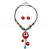 Cube & Ring & Teardrop Bohemian Acrylic Pendant Necklaces & Dangle Earrings Sets FS-WG635C7-01-5