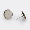 Tarnish Resistant 304 Stainless Steel Flat Round Stud Earring Settings STAS-N019-21-10mm-1