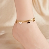 Heart Tassel 304 Stainless Steel Pave Natural White Shell Double Layer Anklets for Women FS-WGA1EFA-01-6
