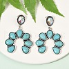 Alloy Synthetic Turquoise Dangle Stud Earrings EJEW-U053-09B-AS-2