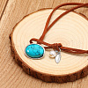 Oval Alloy & Synthetic Turquoise Double-layer Pendant Necklaces FS-WGFFF17-01-2