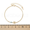 Brass Micro Pave Cubic Zirconia Birthday Flower Link Bracelets BJEW-U031-01G-03-5