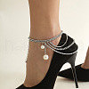 Iron & Aluminum & Round Imitation Pearl Chain Multi-Layered Anklets Tassel Shoes Chains WG98879-04-1