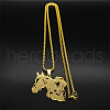 Horse & Cowboy 304 Stainless Steel Hollow Pendant Necklaces for Men Women NJEW-K283-15G-2