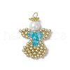 Glass Seed Beaded Angel Pendants PALLOY-MZ00652-05-1
