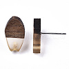 Transparent Resin & Walnut Wood Stud Earring Findings MAK-N032-010A-A03-3