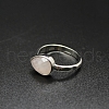 Natural Rose Quartz Teardrop Open Cuff Rings PW-WG92792-16-1