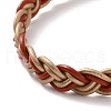 Cowhide Leather Braided Twist Rope Shape Cord Bracelets with Brass Clasp for Women BJEW-JB09110-5