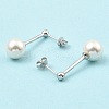 Shell Pearl Round Dangle Earrings EJEW-Z024-12A-P-2