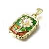 Flower Pattern Brass Enamel Pendants KK-Z102-20G-2