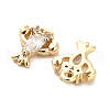Brass Micro Pave Clear Cubic Zirconia Charms X-KK-C054-11G-2