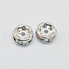 Rack Plating Rondelle Brass Grade A Rhinestone Spacer Beads RB-D301-06S-2