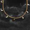 304 Stainless Steel Twisted Chain Necklaces with Moon Charm Tassel NJEW-R023-08G-2
