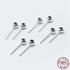 Anti-Tarnish Rhodium Plated 925 Sterling Silver Ear Stud Findings STER-I014-23P-4